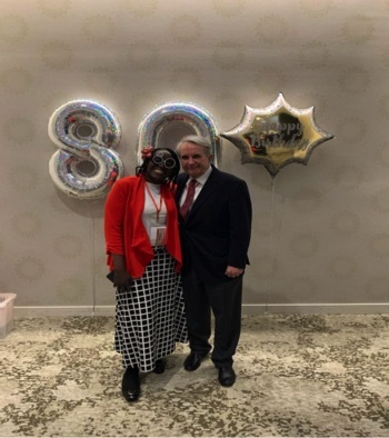 Kehinde with her indefatigable PI, Professor Jindřich Henry Kopeček, on the occasion of his 80th birthday