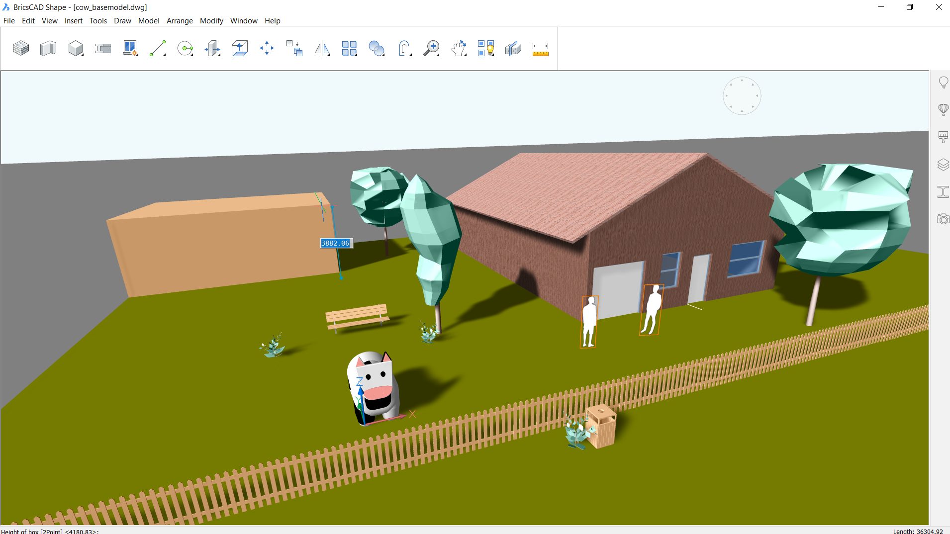 Beispiel einer DWG-Zeichnung, die in BricsCAD® Shape, dem kostenlosen Softwareprogramm von BricsCAD®, geöffnet wurde.