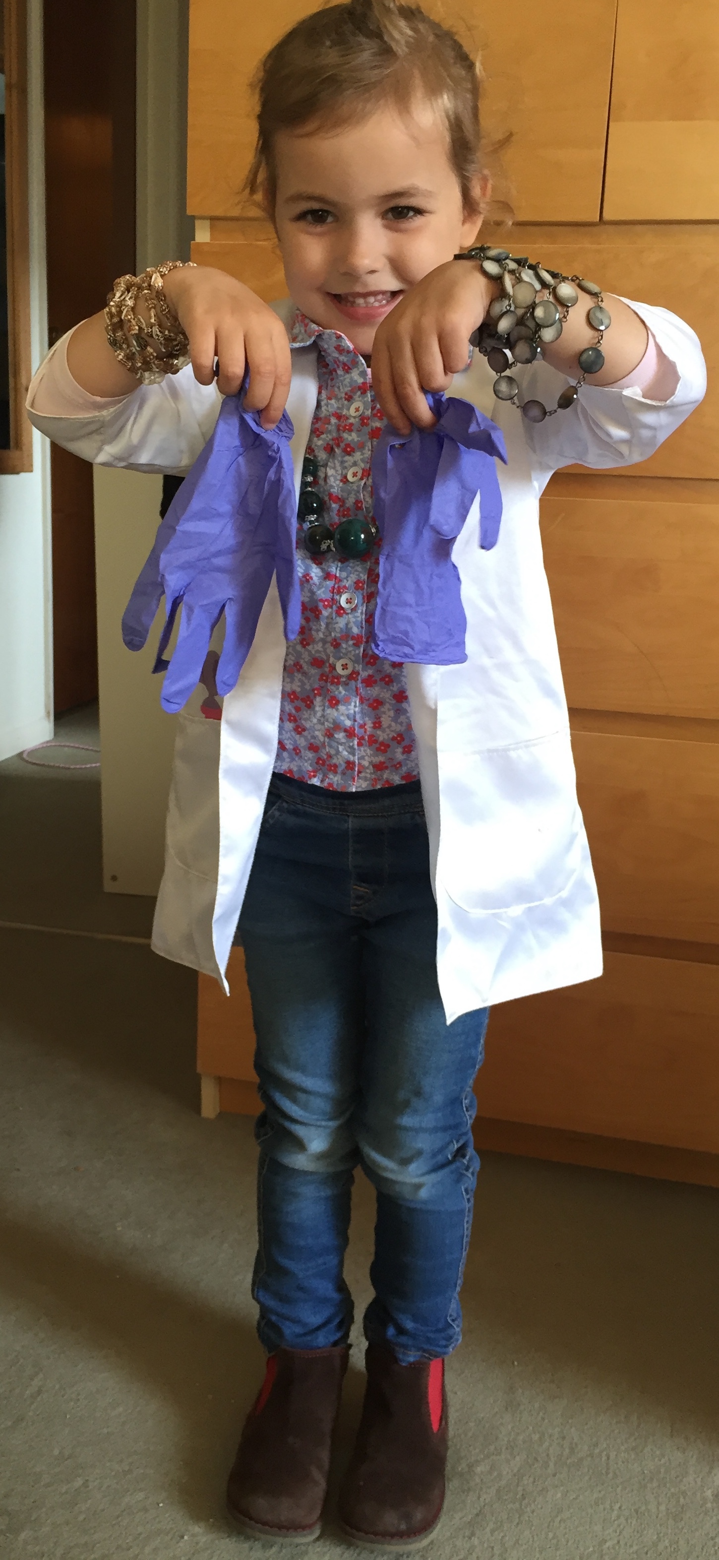 Clara Simoes dressed as a scientist for 'Superhero Day'
