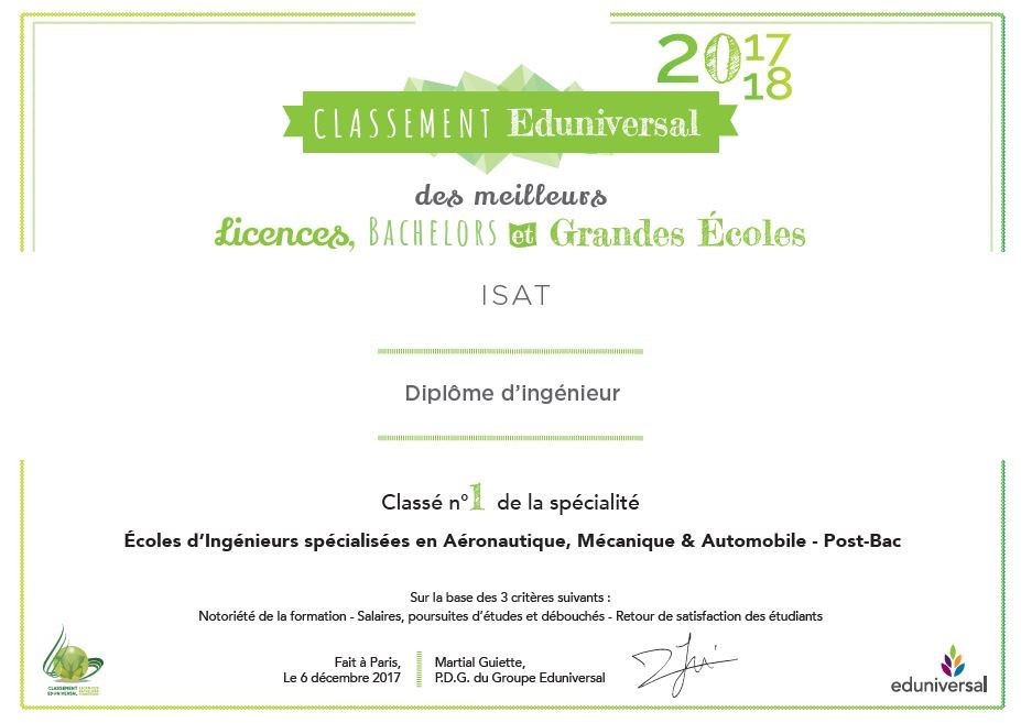 Association Des Ingenieurs Isat L Isat Classe Au Premier