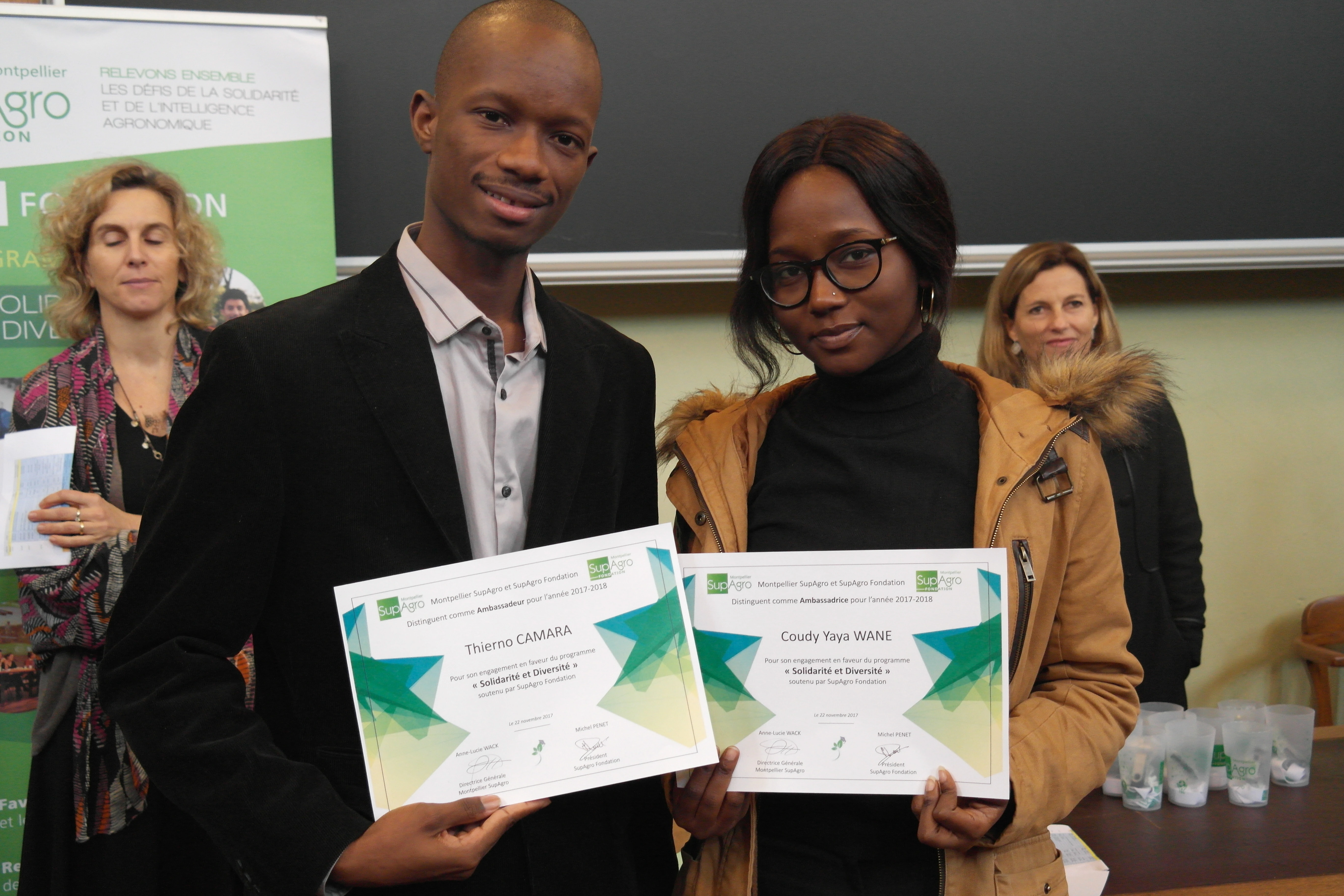 Coudy Yaya Wane et Thierno Camara, distingués comme "ambassadeurs" du programme "Solidarité et Diversité" pour leur participation à la campagne de communication