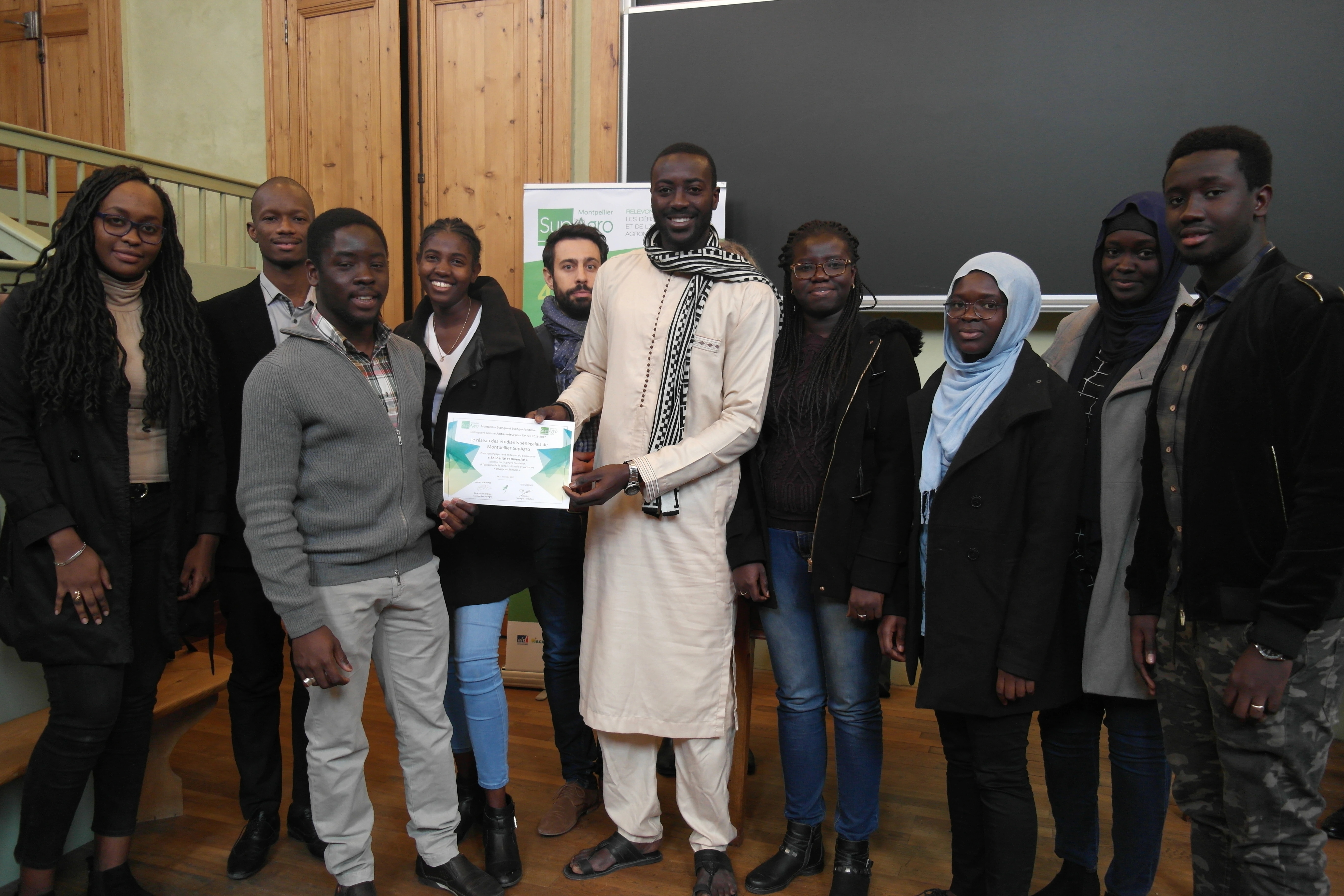 Le réseau des étudiants sénégalais de Montpellier SupAgro distingué comme "ambassadeur" du programme "Solidarité et diversité suite à l'organisation de la soirée culturelle et caritative "Voyage au Sénégal