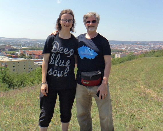 Rick Feinberg with student assistant Ester Topolářová overlooking Brno