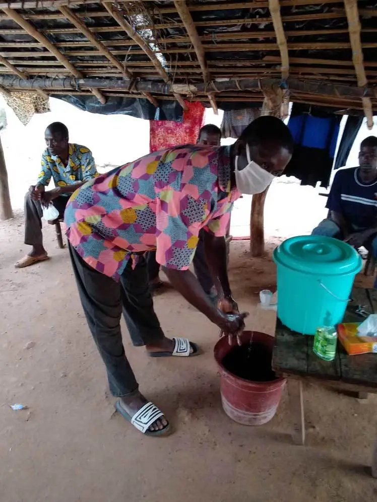 Villager in Cote d'Ivoire washing their hands