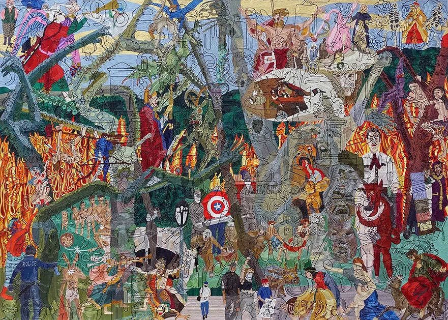 A Walk in the Park yarn painting