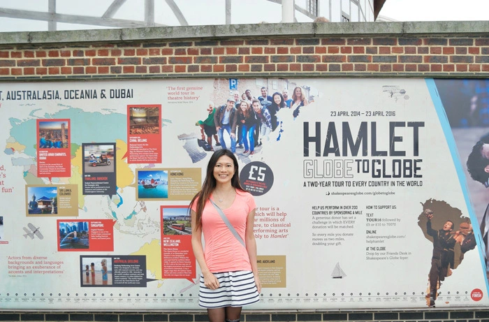 Alexa Alice Joubin outside the Globe Theatre