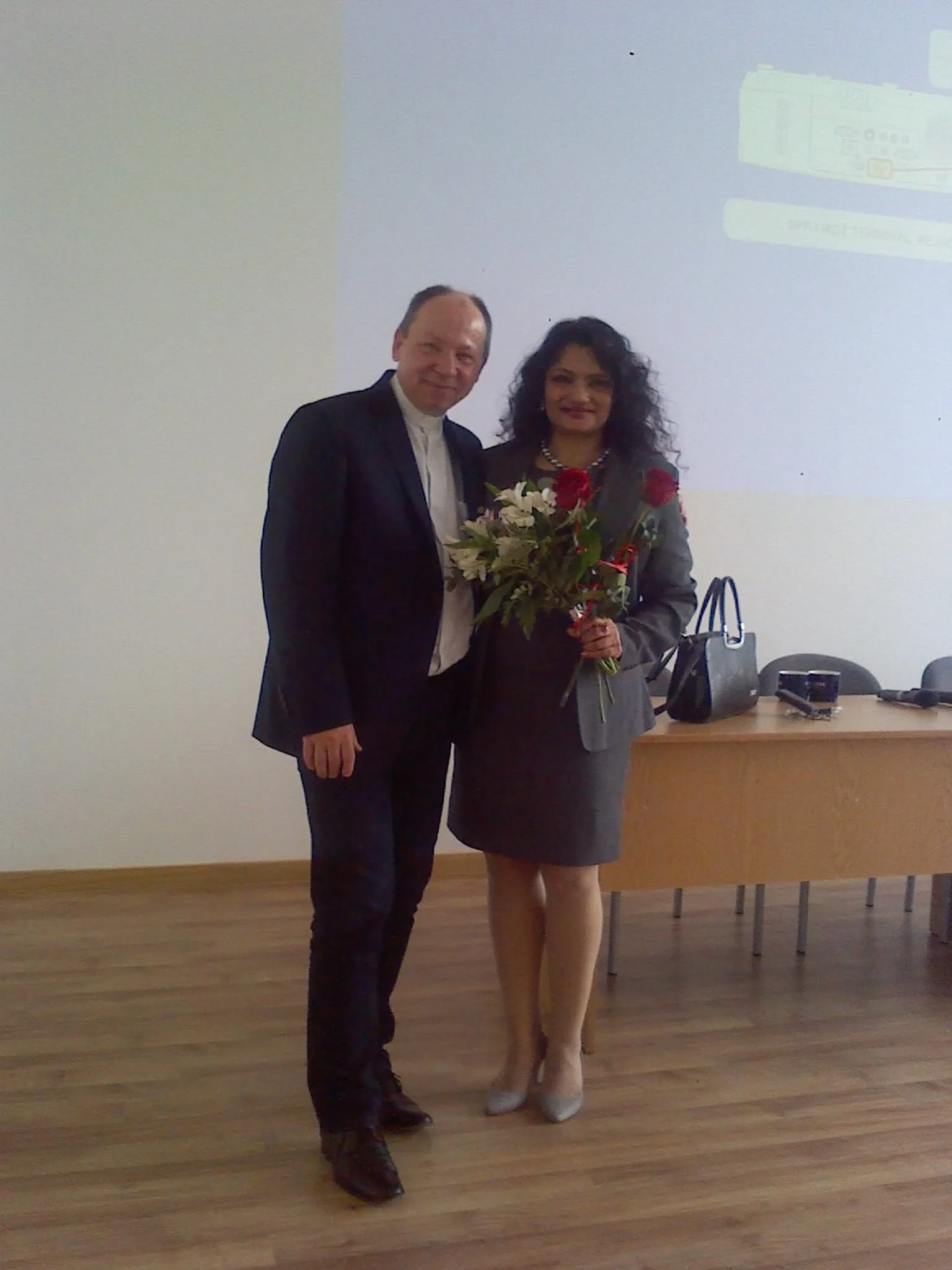 Rumu Sarkar with Father Bronski, her Fulbright sponsor at the law school in Poland